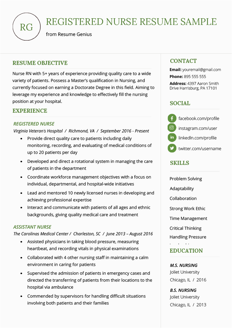 Sample Of A Good Resume for Nurses Nursing Resume Sample & Writing Guide