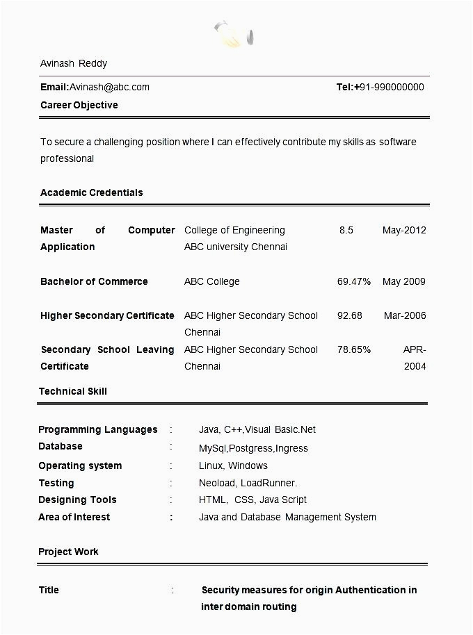 Sample Resume for Freshers Engineers Computer Science Pdf Puter Engineering Resume Template for Freshers