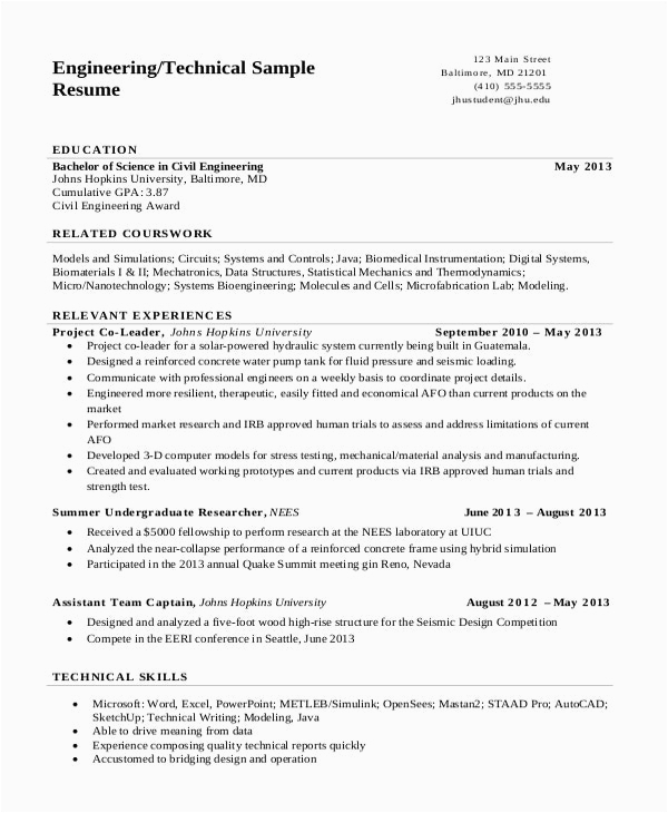Sample Resume for Freshers Engineers Computer Science Pdf Resume format for Puter Science Engineering Students