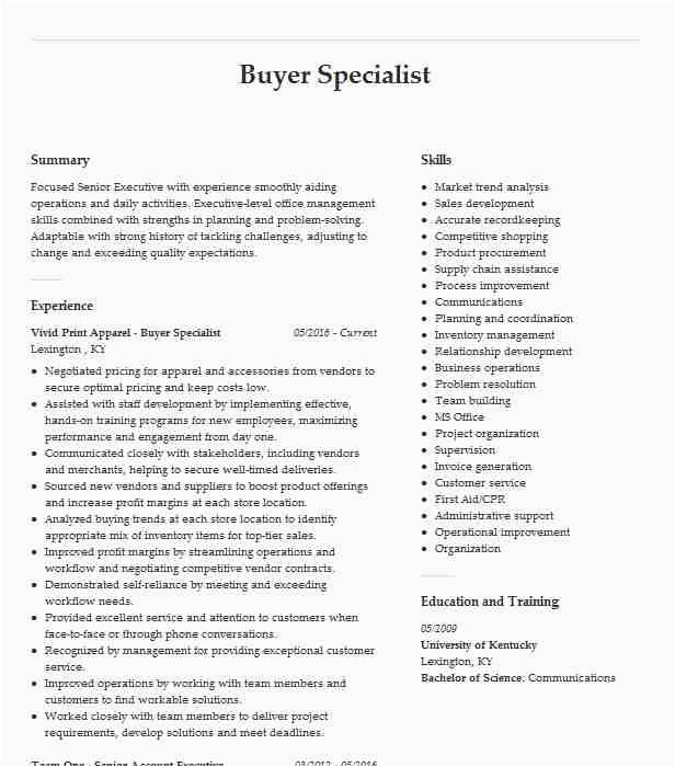 Sample Resume for Furniture Sales Position Furniture Sales Buyer and Merchandiser Resume Example