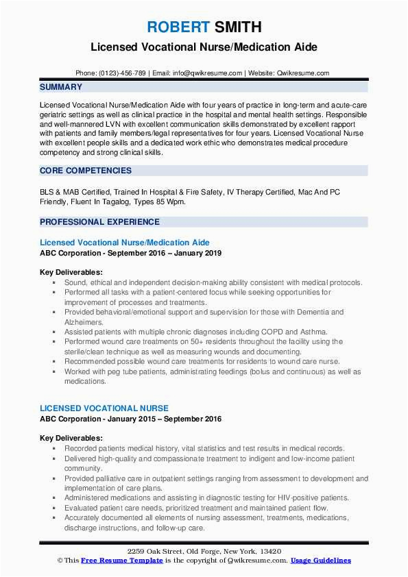 Sample Resume for Licensed Vocational Nurse Licensed Vocational Nurse Resume Samples