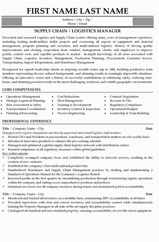 Sample Resume for Logistics and Supply Chain Management top Supply Chain Resume Templates & Samples
