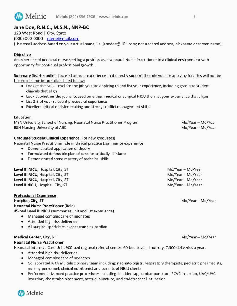 Sample Resume for New Graduate Nurse Practitioner New Grad Acute Care Nurse Practitioner Resume Examples