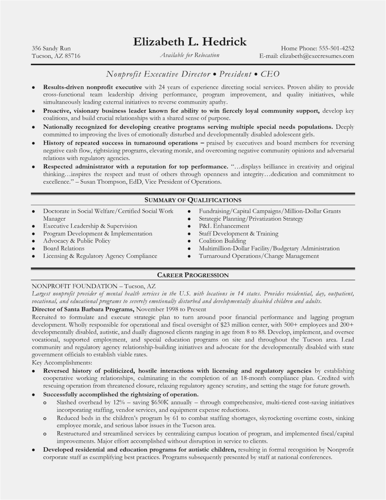Sample Resume for Nonprofit Executive Director Seven Things You Probably Didn’t Know About Executive