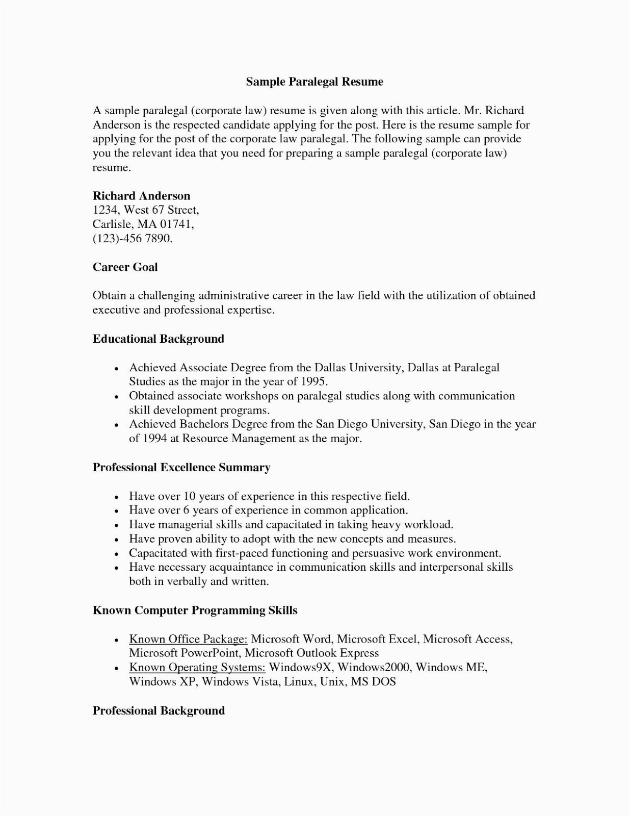 Sample Resume for Paralegal with No Experience Paralegal Resume Sample Paralegal Resume Samples