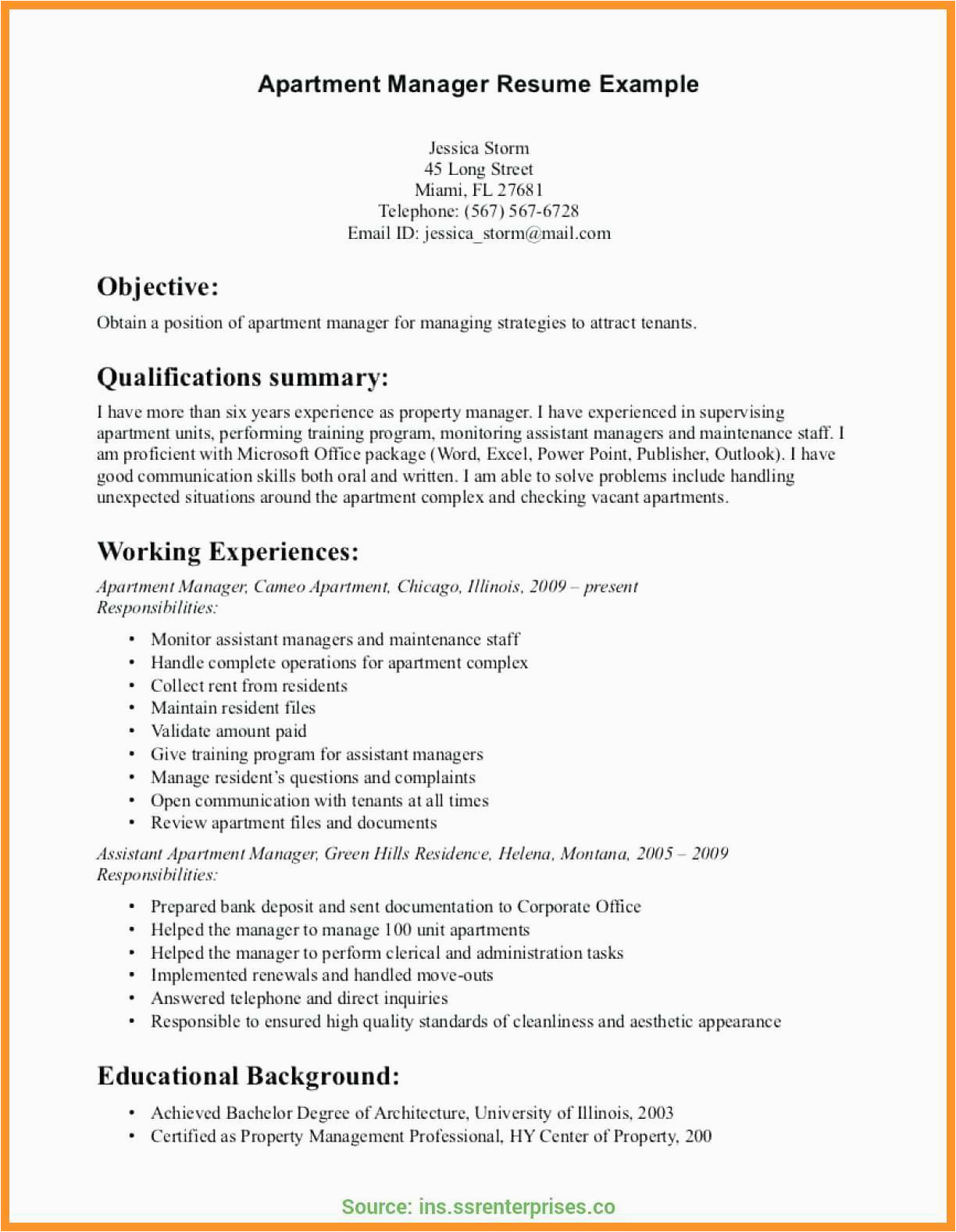 Sample Resume for Residential Property Manager 11 12 Residential Property Manager Resume Sample