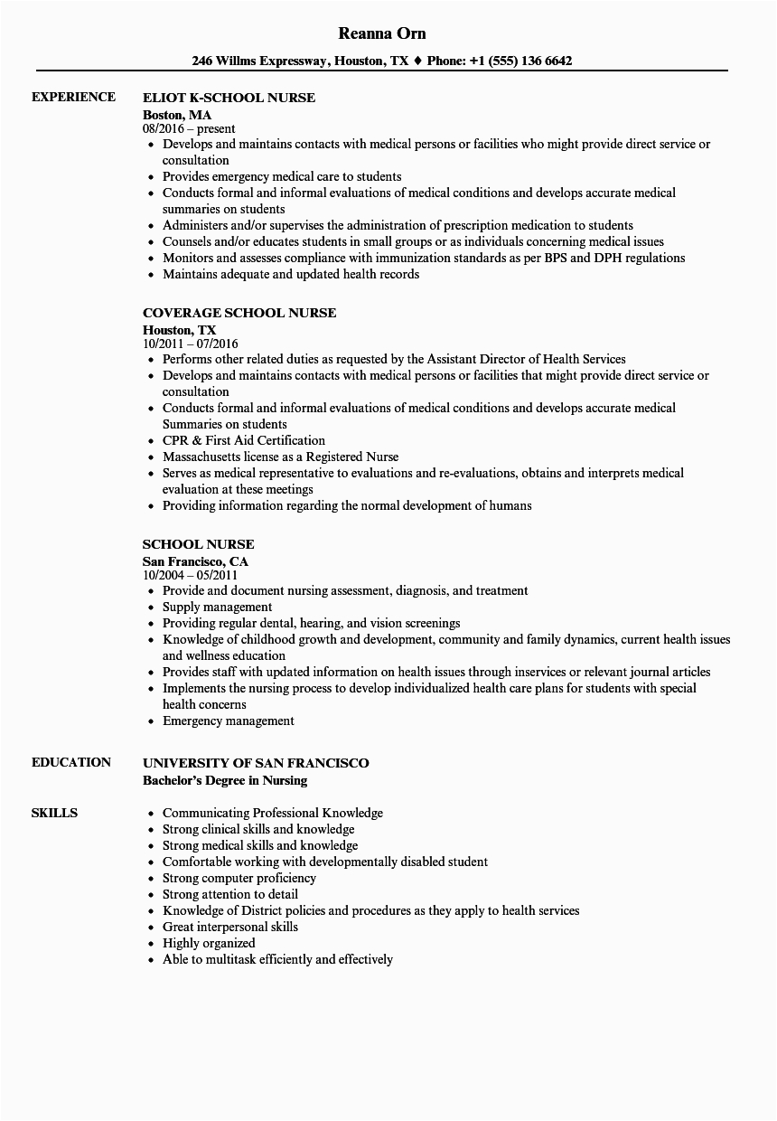 Sample Resume for School Nurse Position Resume format for Staff Nurse Freshers