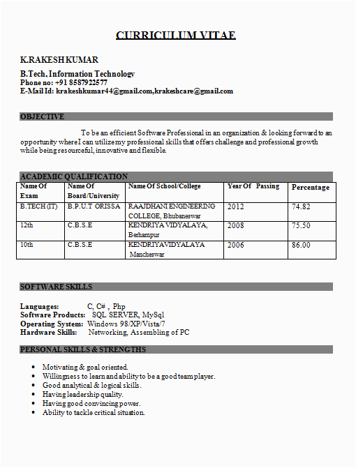 Sample Resume for Vlsi Engineer Fresher Vlsi Freshers Resume thesis Web Fc2