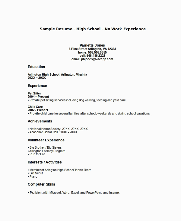 Student Resume No Work Experience Template Free 10 Sample Student Resume Templates In Pdf