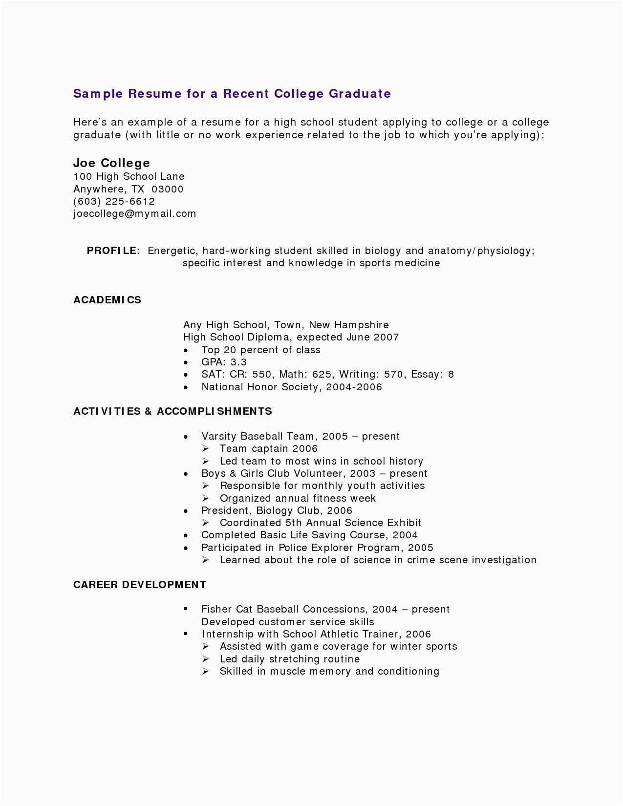 Student Resume Templates Free No Work Experience Cover Letter for Student athlete with No Work Experience