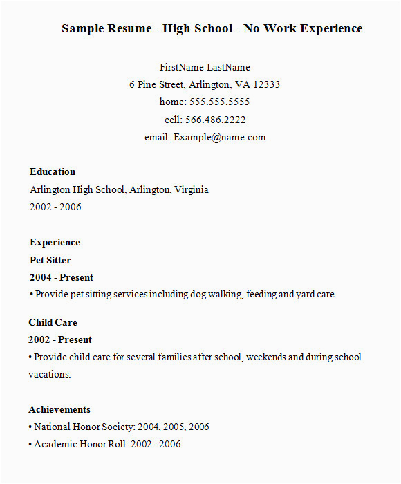 Teenage Resume No Work Experience Template Free 9 High School Resume Templates In Pdf