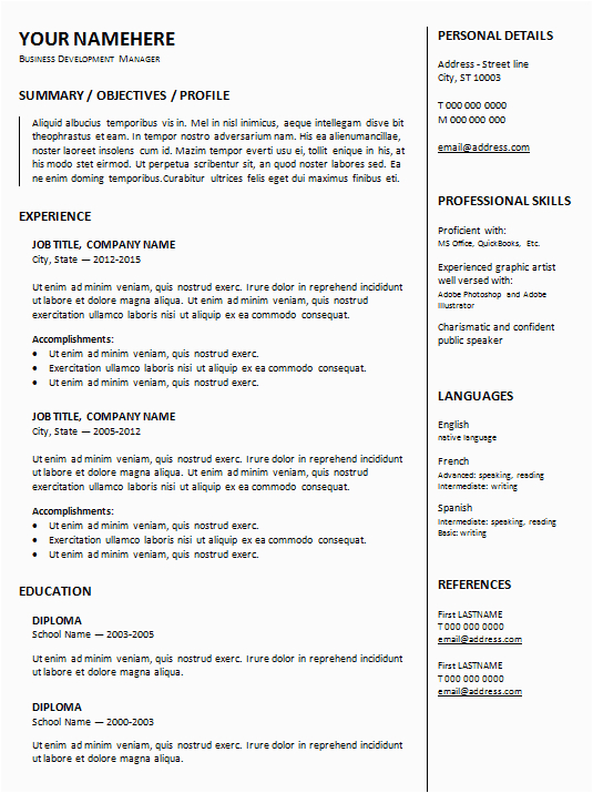 Two Column Resume Template Free Download 10 Best Resume Templates You Can Free Download Ms Word