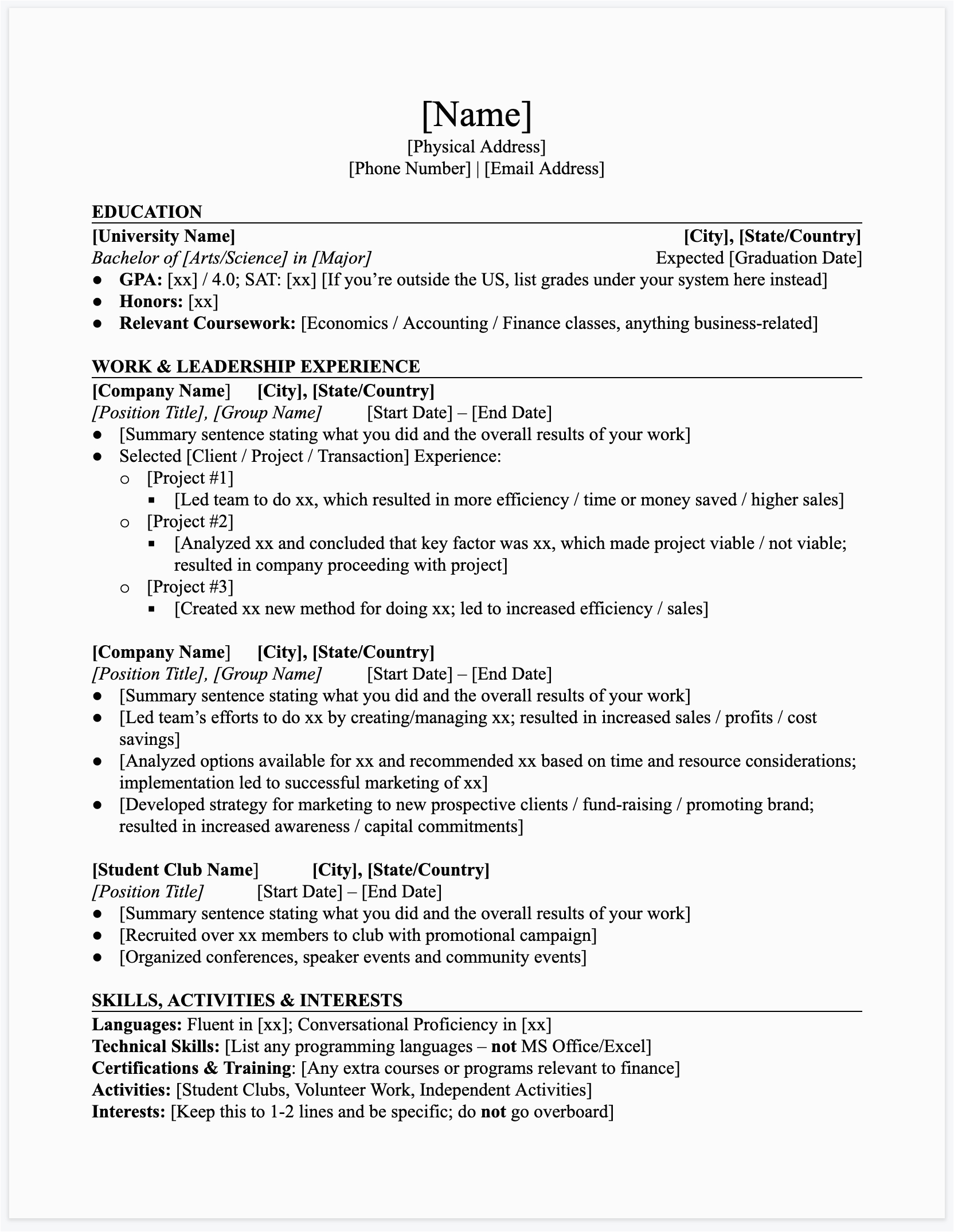 Ub School Of Management Resume Template Undergraduate Resume Template Doc 5 Law School Resume