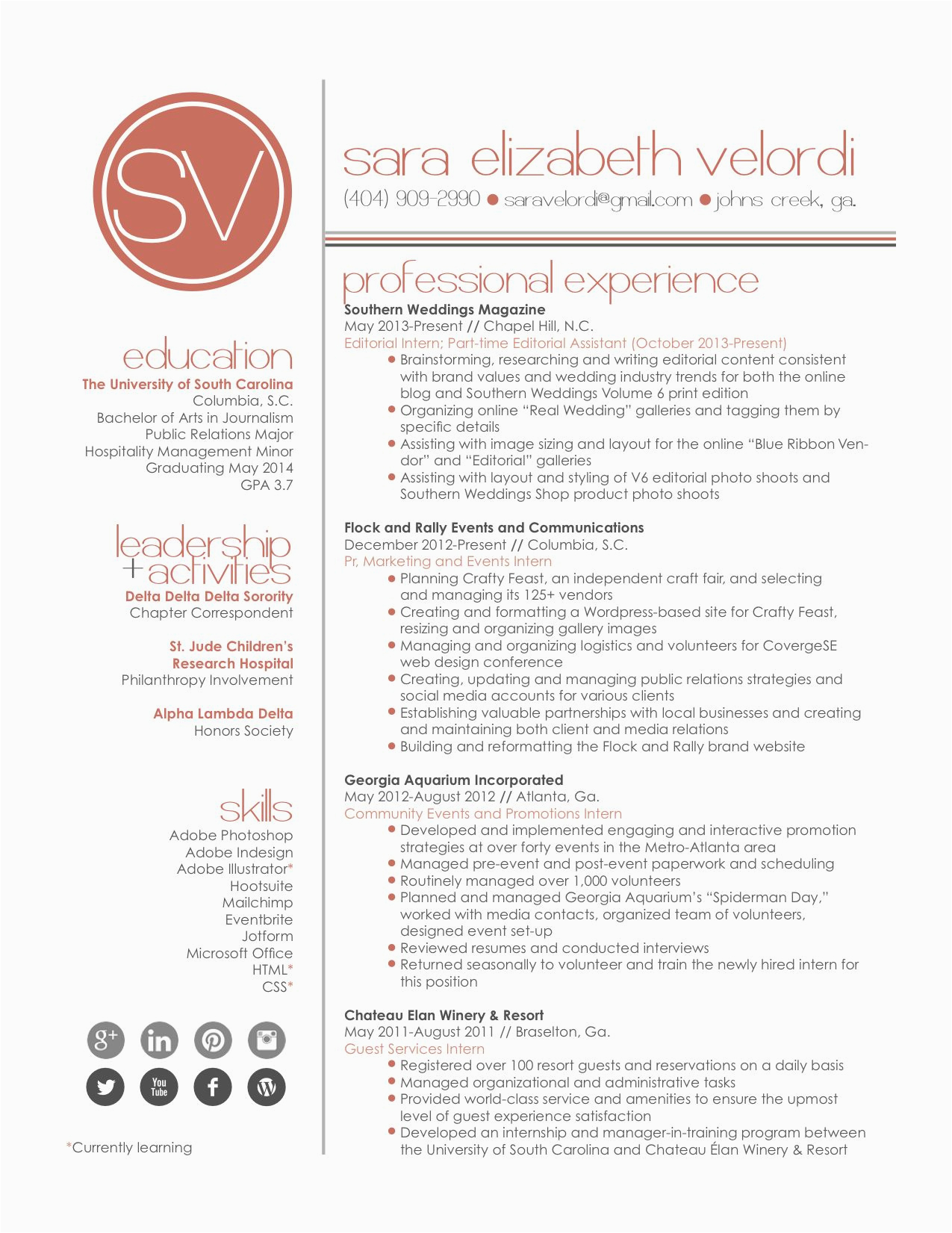 University Of south Carolina Resume Template Resume with Images