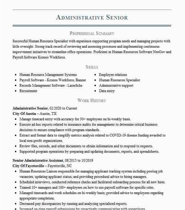 University Of Texas Austin Resume Template Administrative Senior Resume Example City Austin