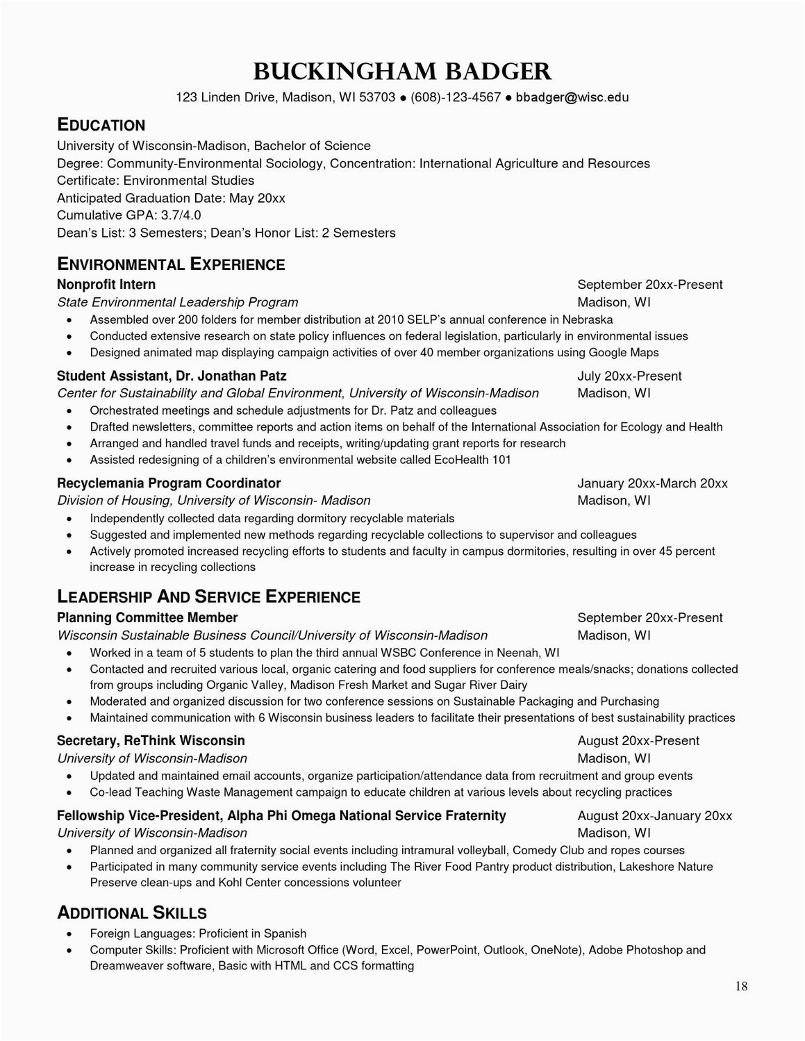 Uw Madison Business School Resume Template Resume Book by Career Services Page 19 issuu