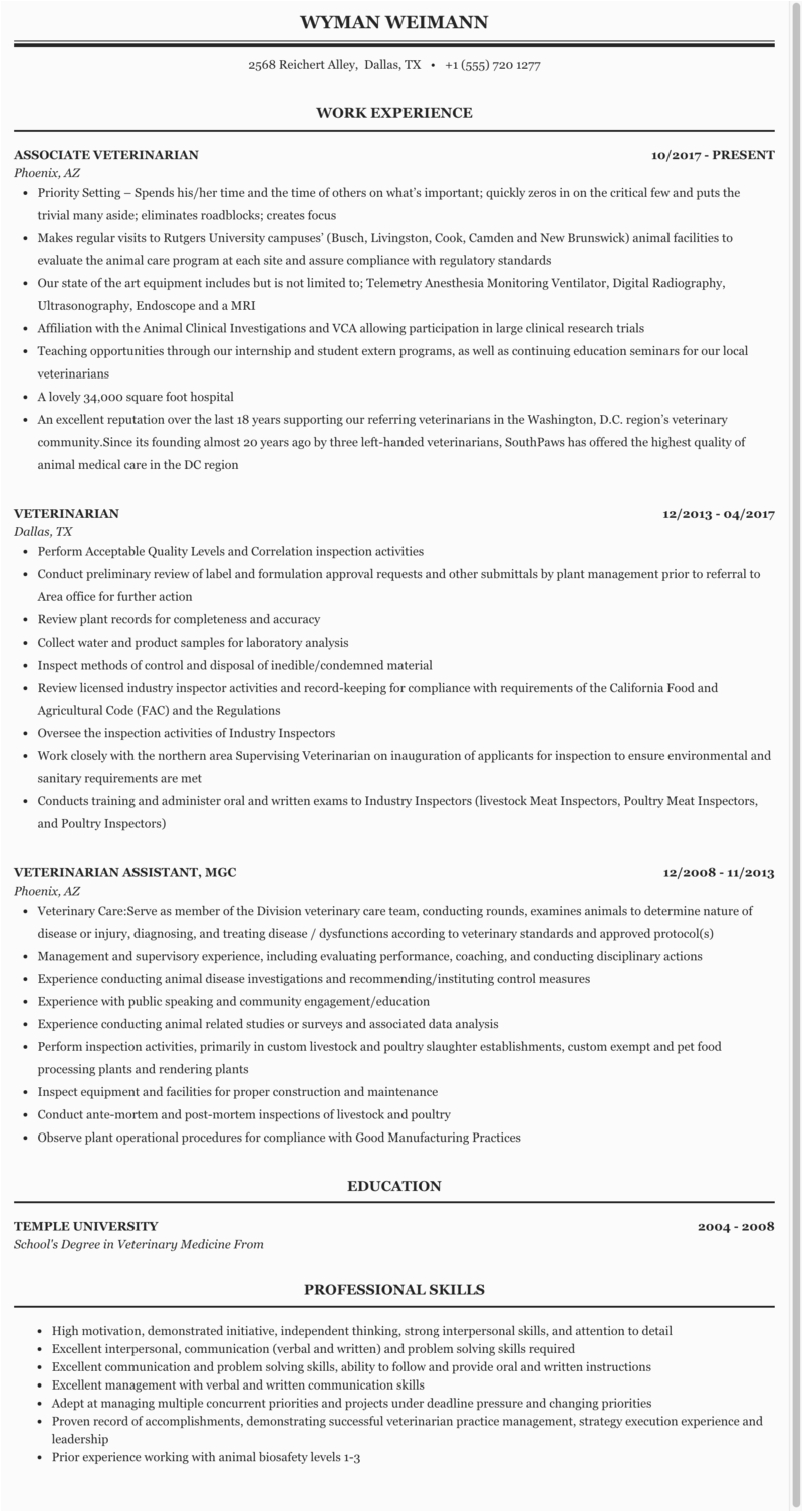 Veterinary assistant Resume Sample with No Experience Veterinary assistant Job Description Resume Resume