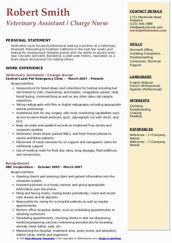 Veterinary assistant Resume Sample with No Experience Veterinary assistant Resume No Experience™