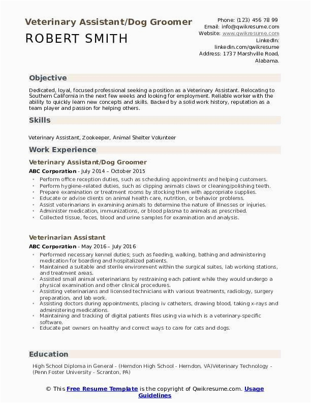 Veterinary assistant Resume Sample with No Experience Veterinary assistant Resume No Experience™