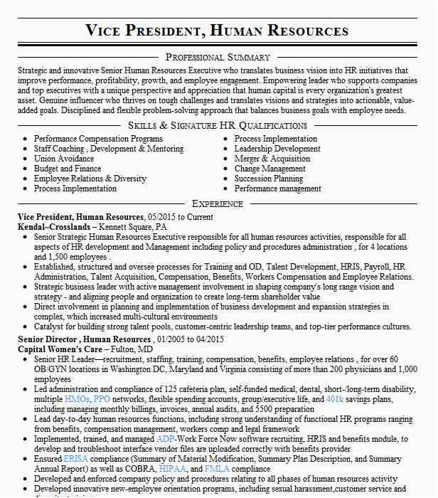 Vice President Of Human Resources Resume Sample Vice President Human Resources Resume Example Inventiv
