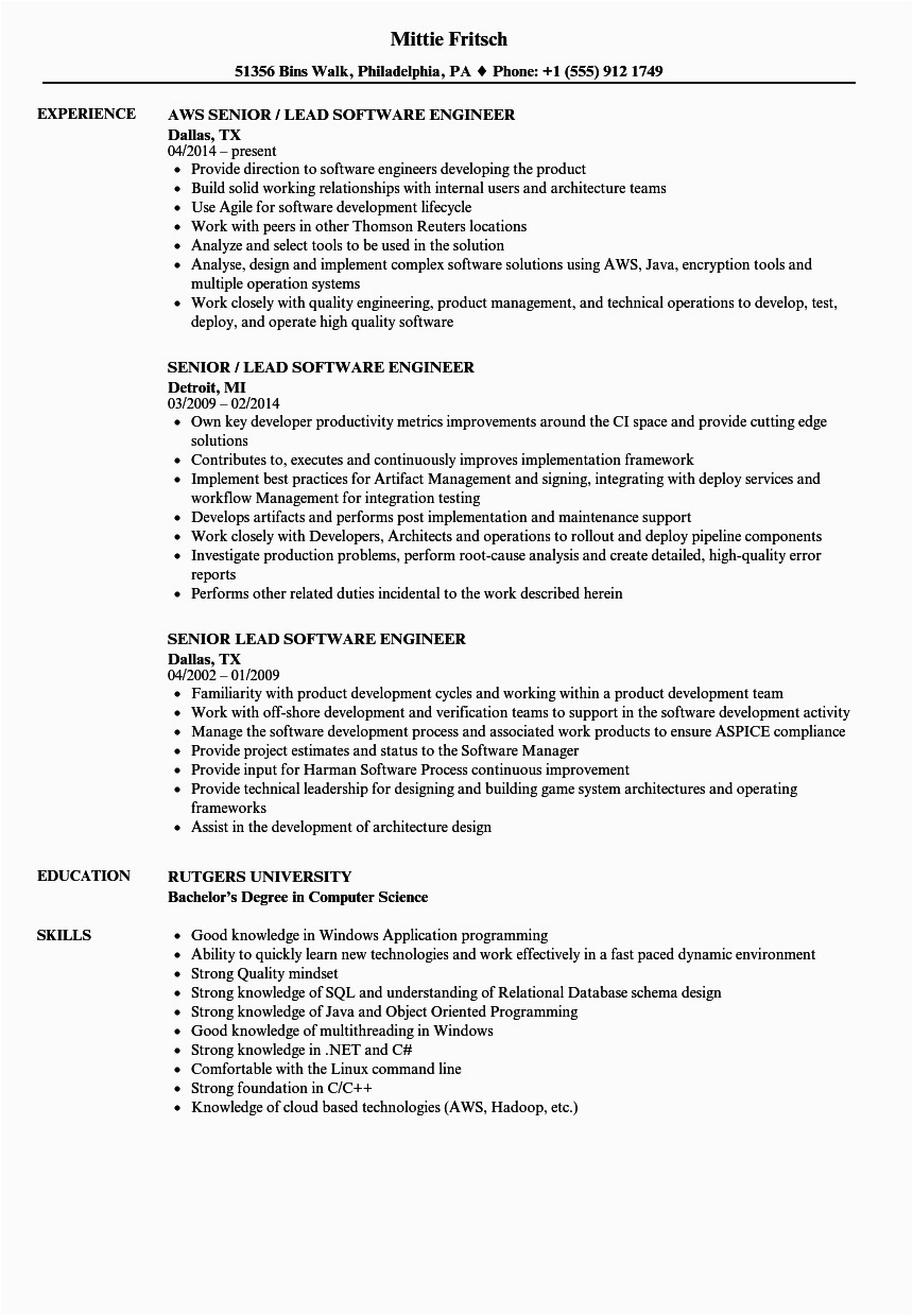 Best Resume Templates for software Engineers Best software Engineer Resume