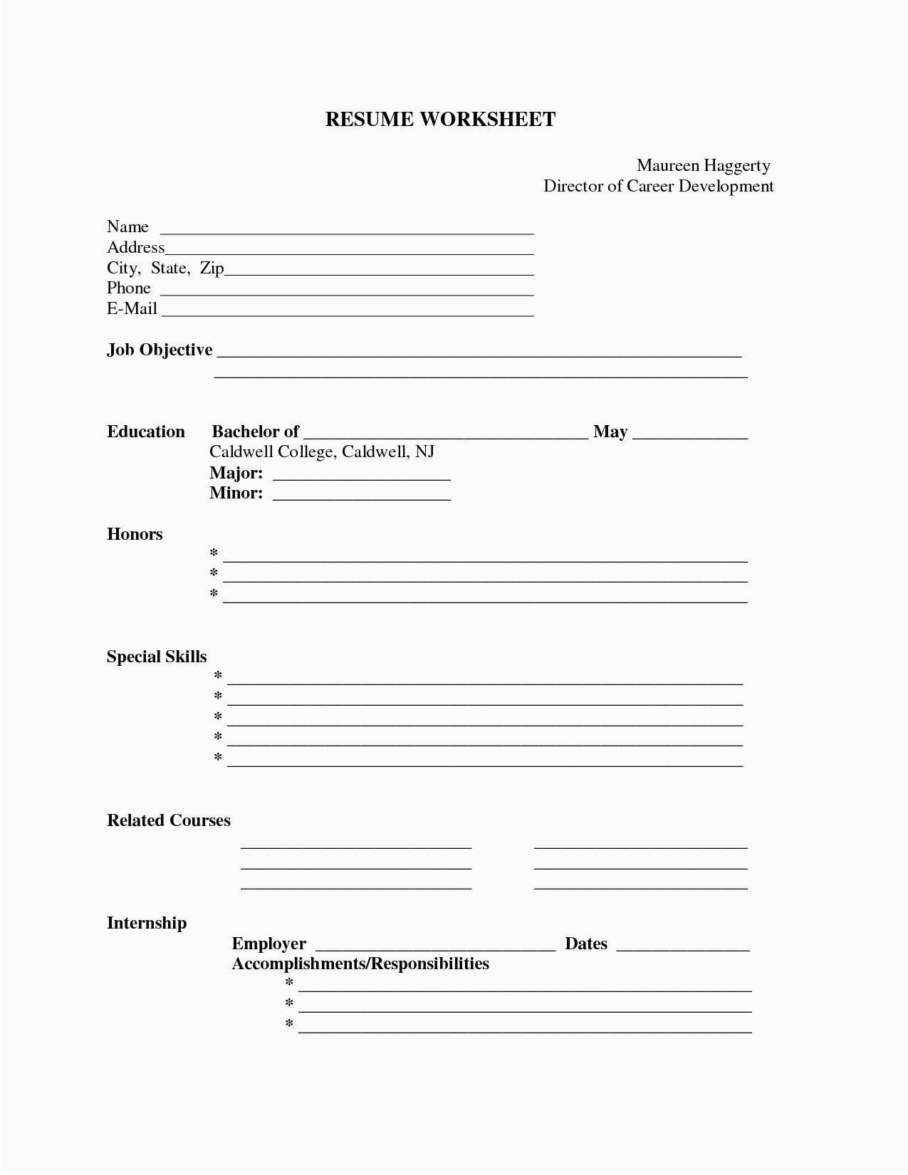 Blank Resume Templates for Free to Fill In Free Printable Fill In the Blank Resume Templates
