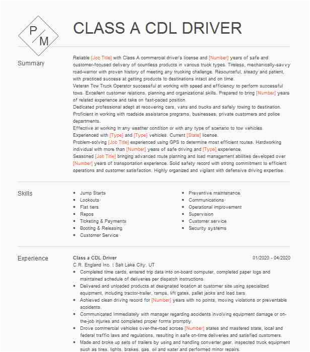 Class A Cdl Driver Resume Sample Cdl Class A Driver Resume Example Central Environmental