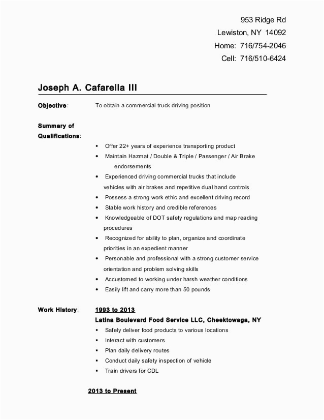 Class A Cdl Driver Resume Sample Class A Cdl Driver Resume Resume Template Database