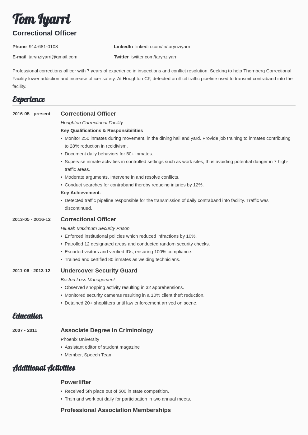 Correctional Officer Resume Samples No Experience Correctional Ficer Resume Samples No Experience