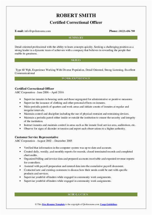 Correctional Officer Resume Samples No Experience Correctional Ficer Resume Samples