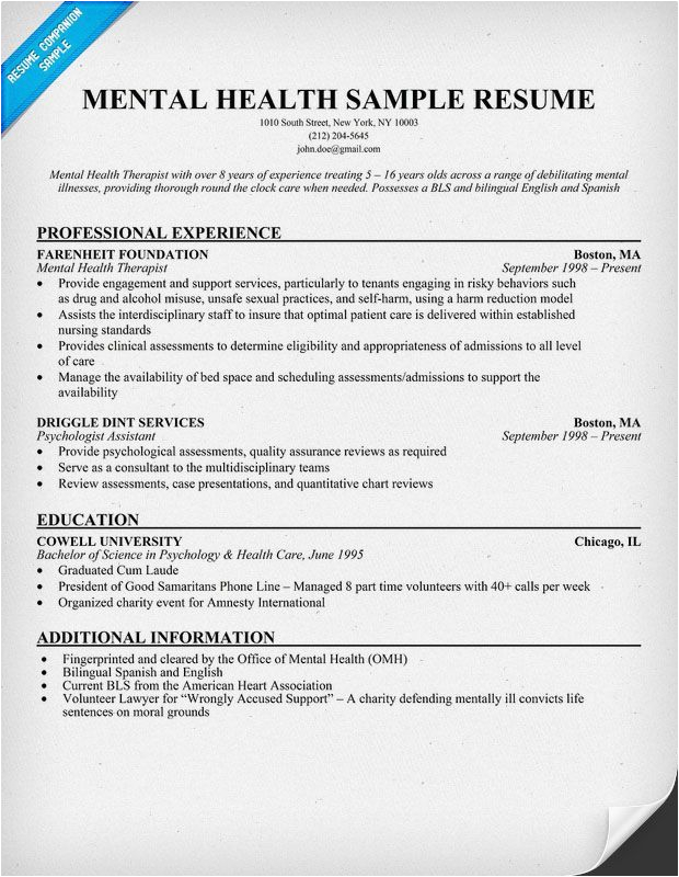 Entry Level Mental Health Worker Resume Sample Mental Health Entry Level Jobs
