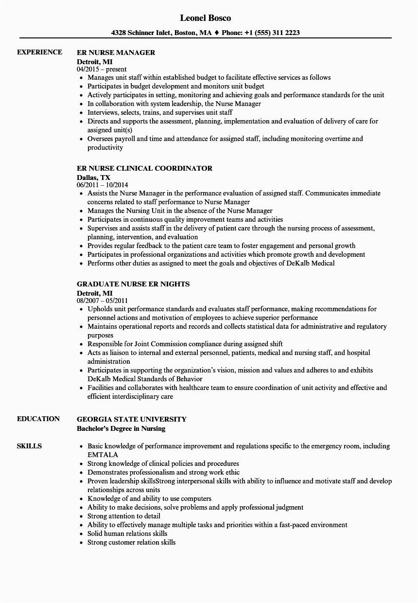 Er Nurse Job Description Resume Sample Emergency Room Registered Nurse Resume Examples Best
