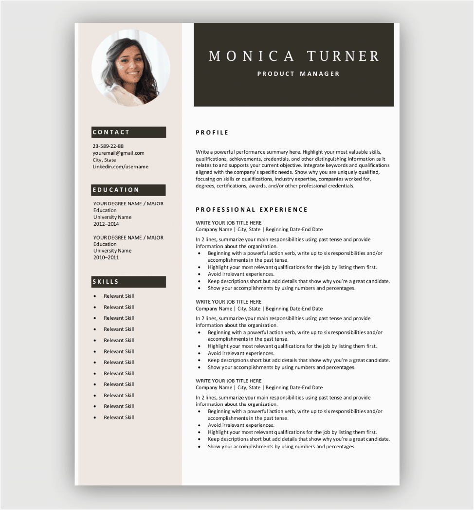 Free Online Resume Templates with Photo Modern Resume Template Download for Free