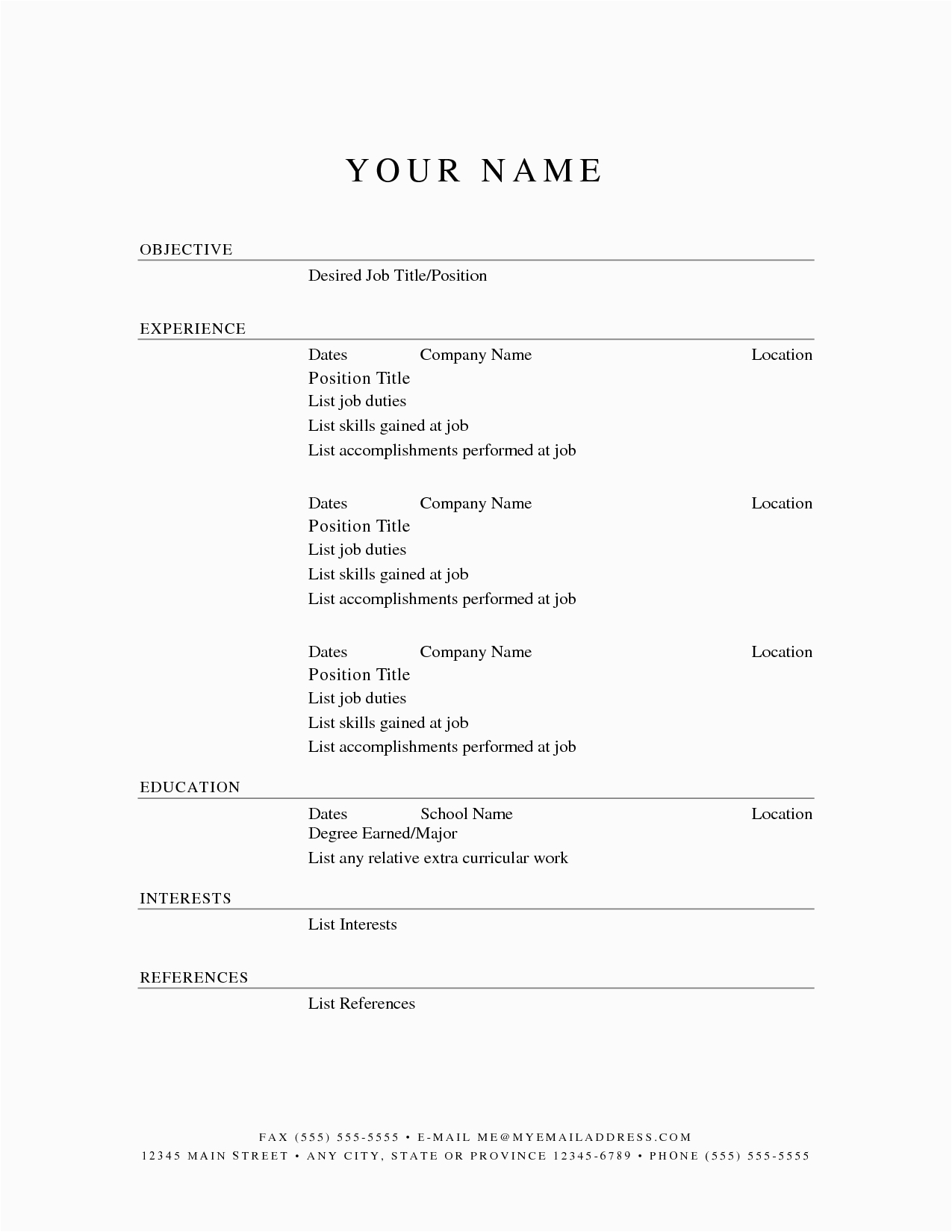 Free Printable Fill In the Blank Resume Templates Free Printable Fill In the Blank Resume Templates
