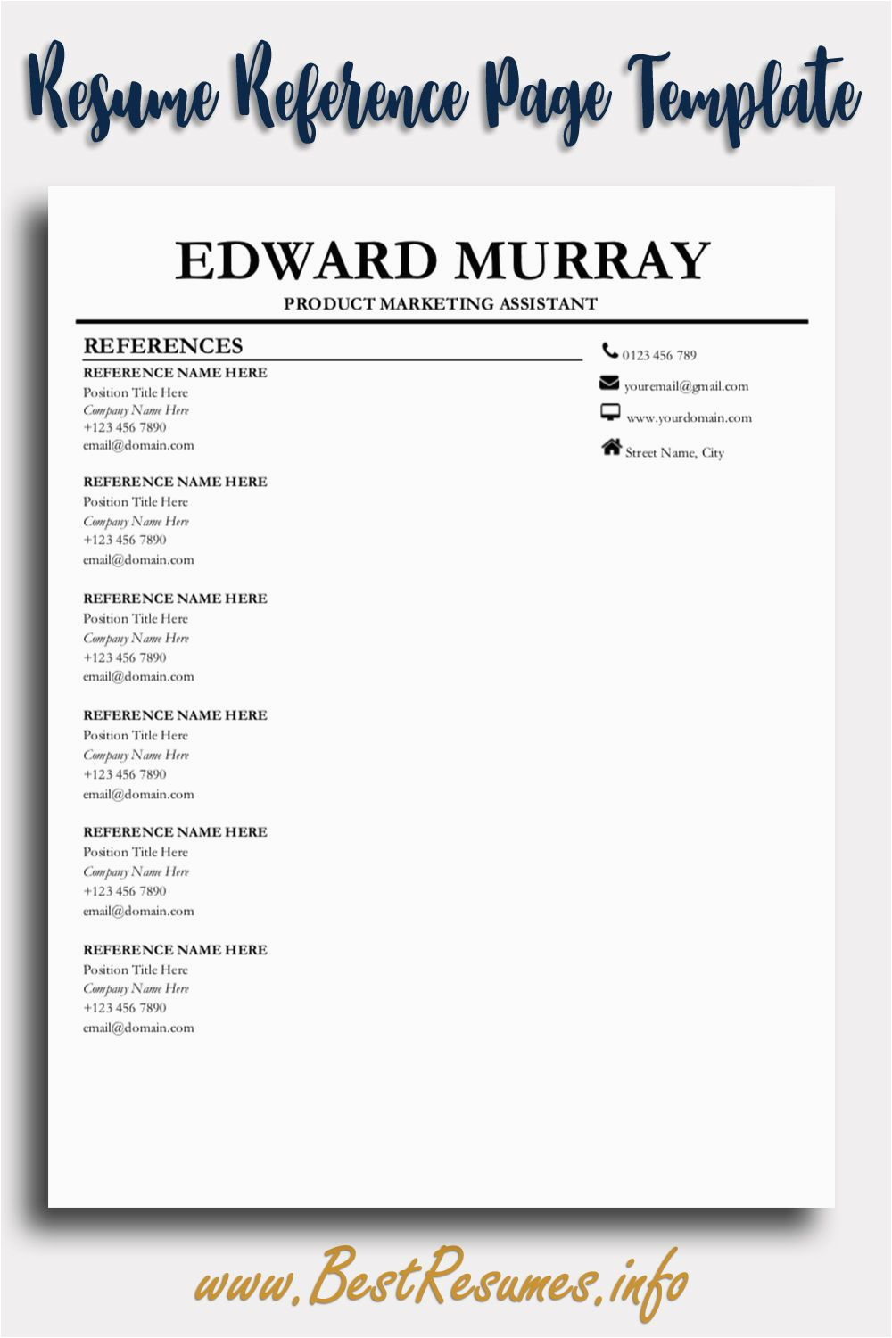 Free Reference List Template for Resume Pin On Resume Reference Page Template