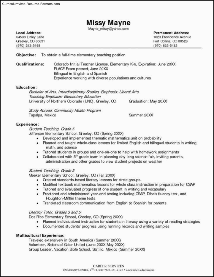 Free Resume Template for Elementary School Teacher Elementary Teacher Resume Templates