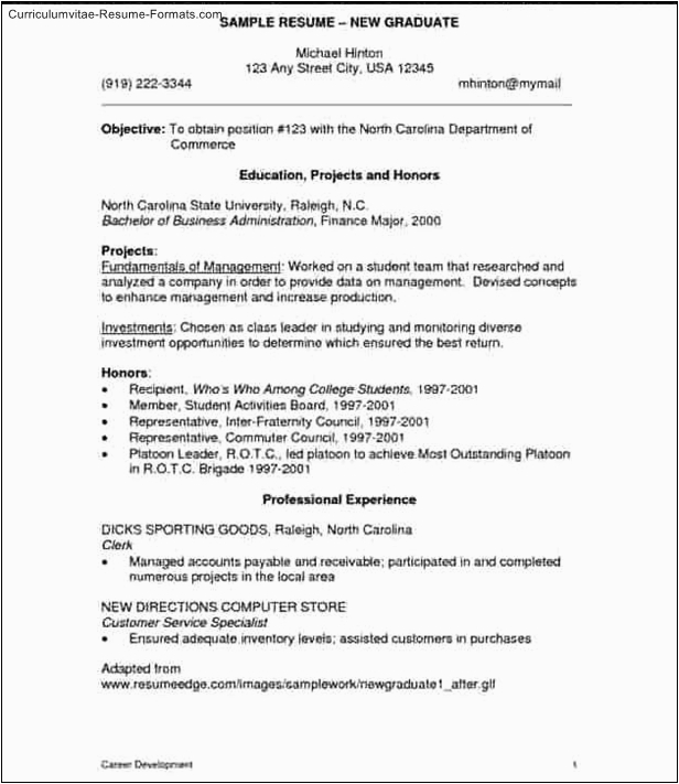 Free Resume Template for New Graduate New Graduate Resume Template