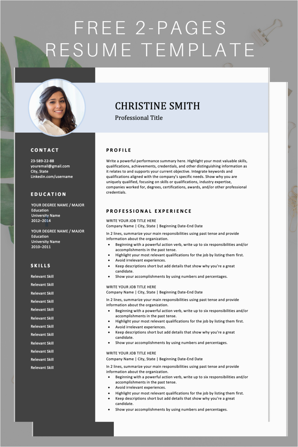 Free Resume Template with Photo Insert Download Download This Professional Resume Template It Includes