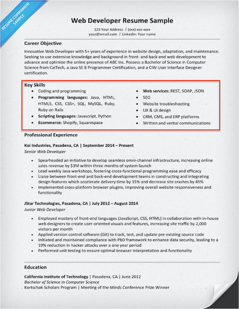 Free Resume Template with Skills Section Resume Template with Skills Section Free for Template