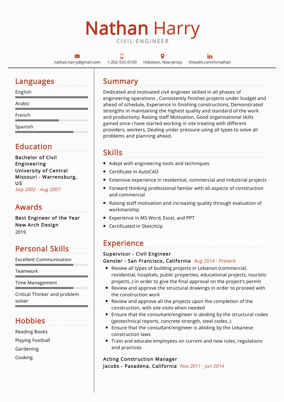 Free Resume Templates for Civil Engineers Civil Engineer Resume Example Free Resume Templates for Civil Engineers Civil Engineer Resume Example