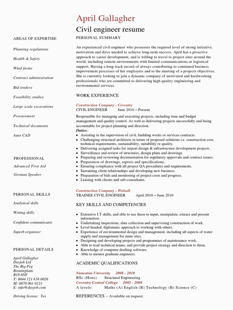 Free Resume Templates for Civil Engineers Civil Engineer Resume Template Engineer
