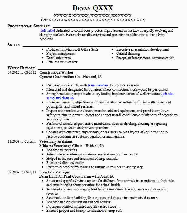 Free Resume Templates for Construction Workers 20 Construction Worker Resume Sample Free Resume