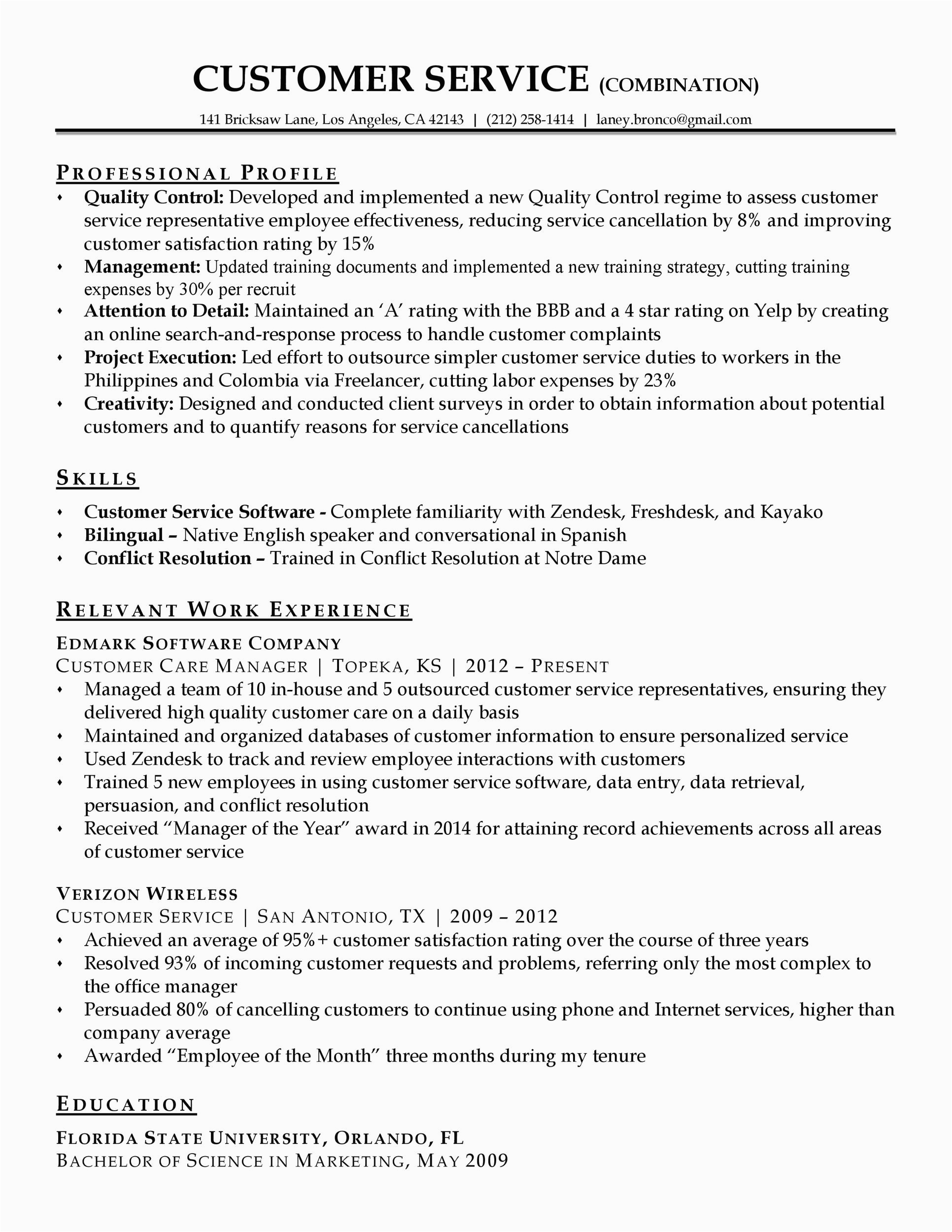 Free Resume Templates for Customer Service Representative 30 Customer Service Resume Examples Template Lab