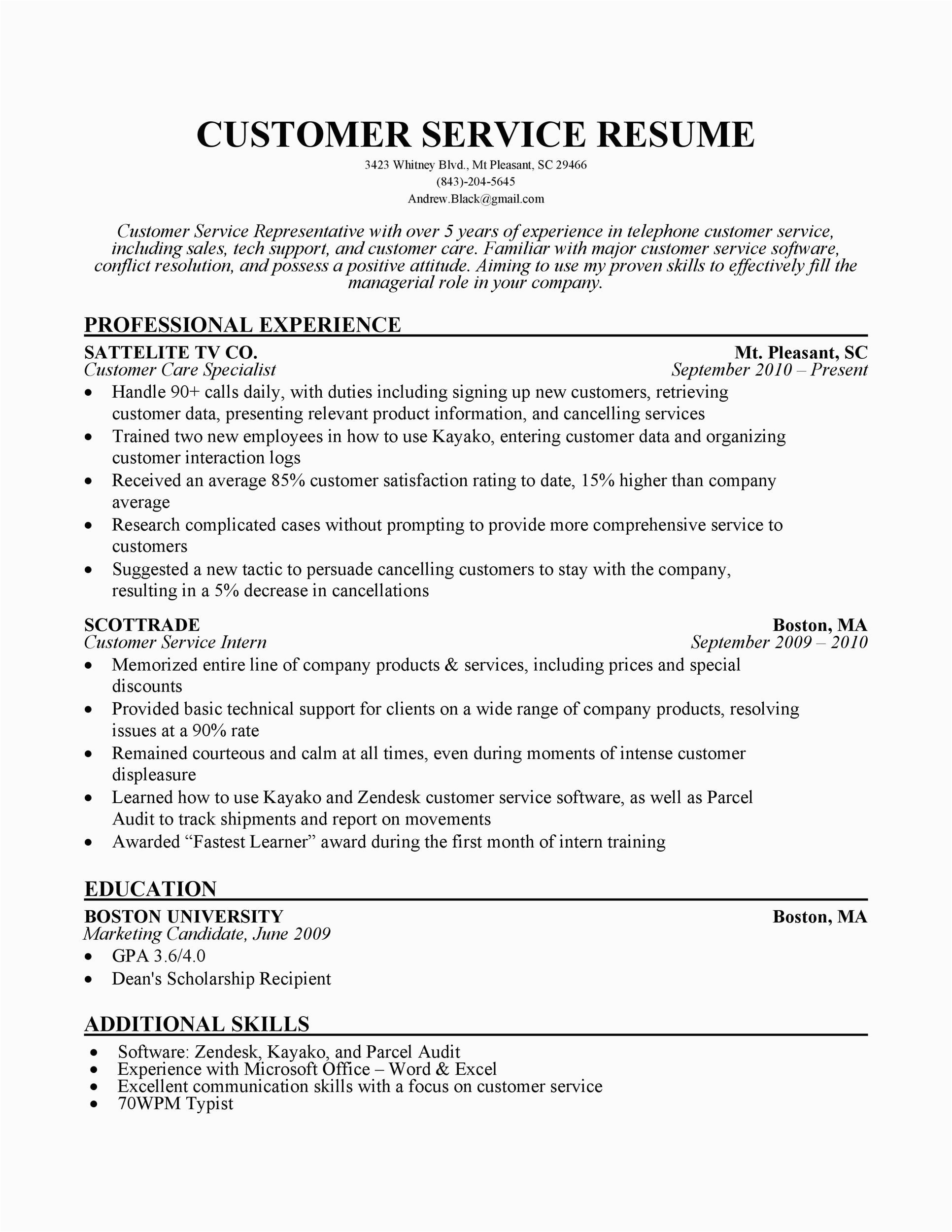 Free Resume Templates for Customer Service Representative 30 Customer Service Resume Examples Templatelab
