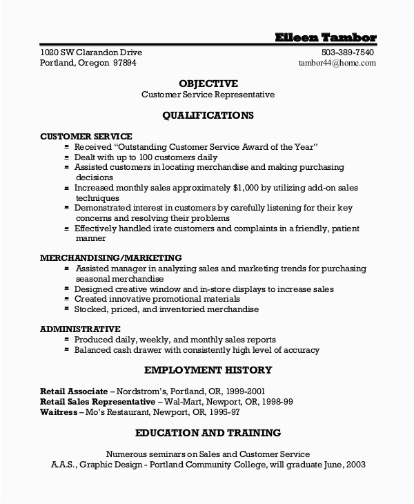 Free Resume Templates for Customer Service Representative Free 7 Sample Customer Service Representative Resume