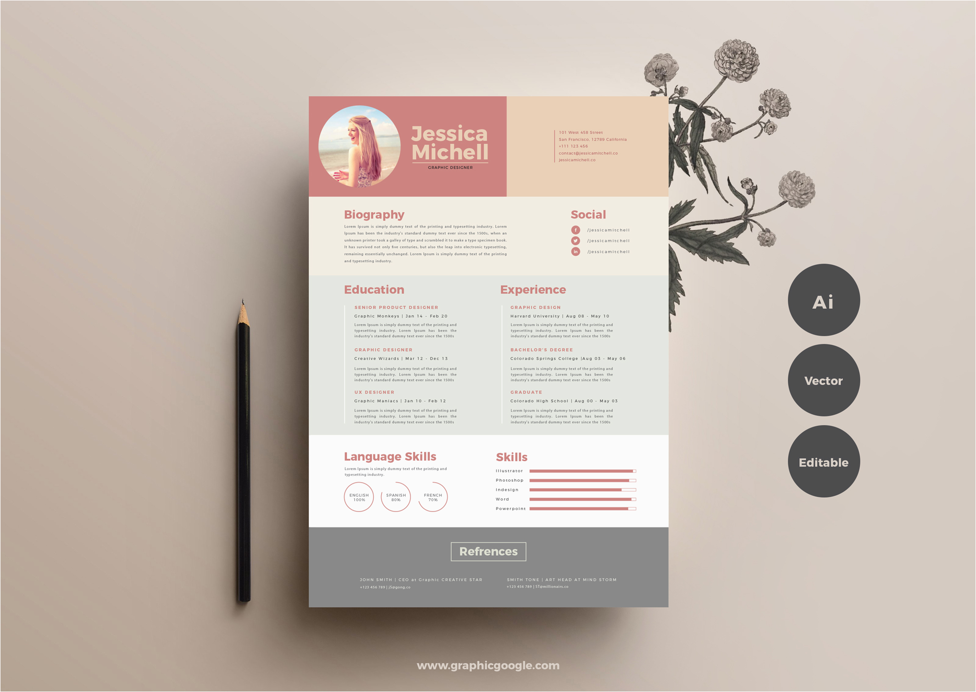 Free Resume Templates for Graphic Designers Free Simple & Elegant Resume Templategraphic Google