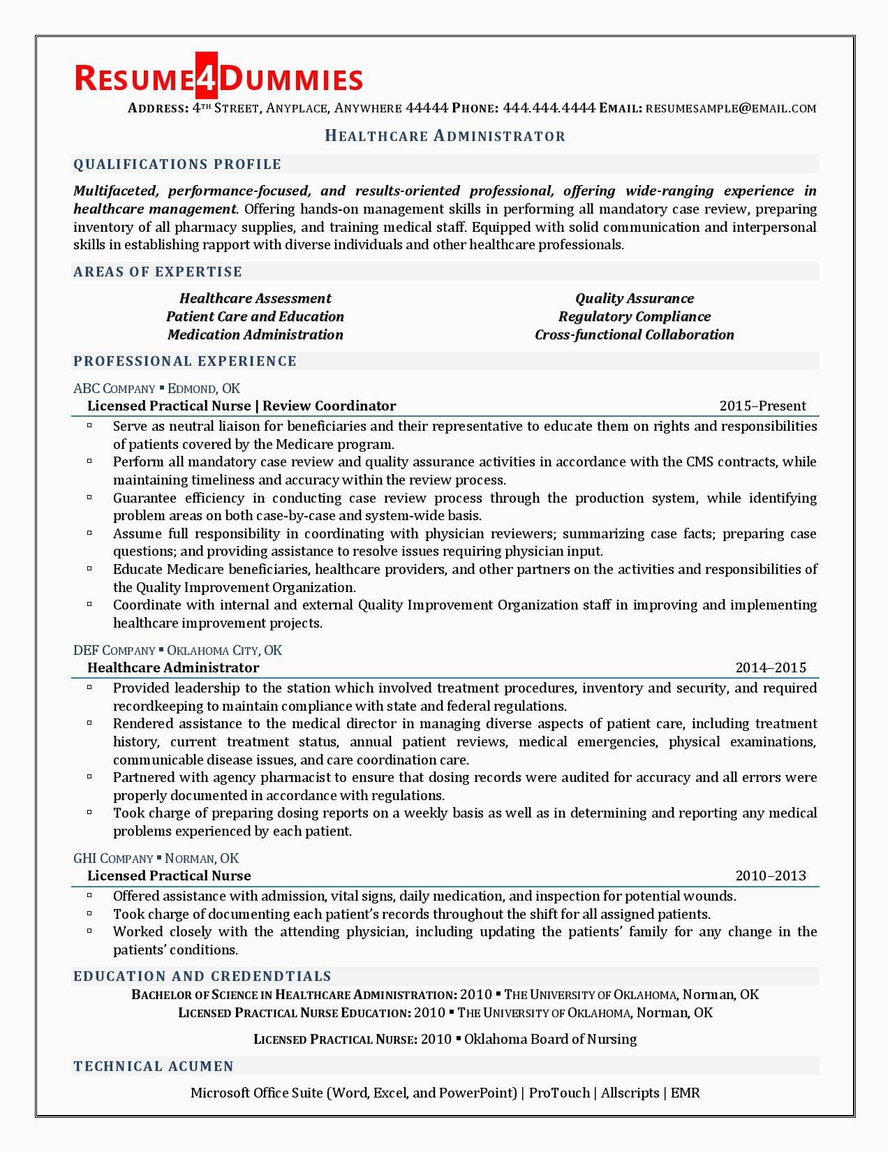 Free Resume Templates for Healthcare Administration Healthcare Administrator Resume Examples Resume4dummies