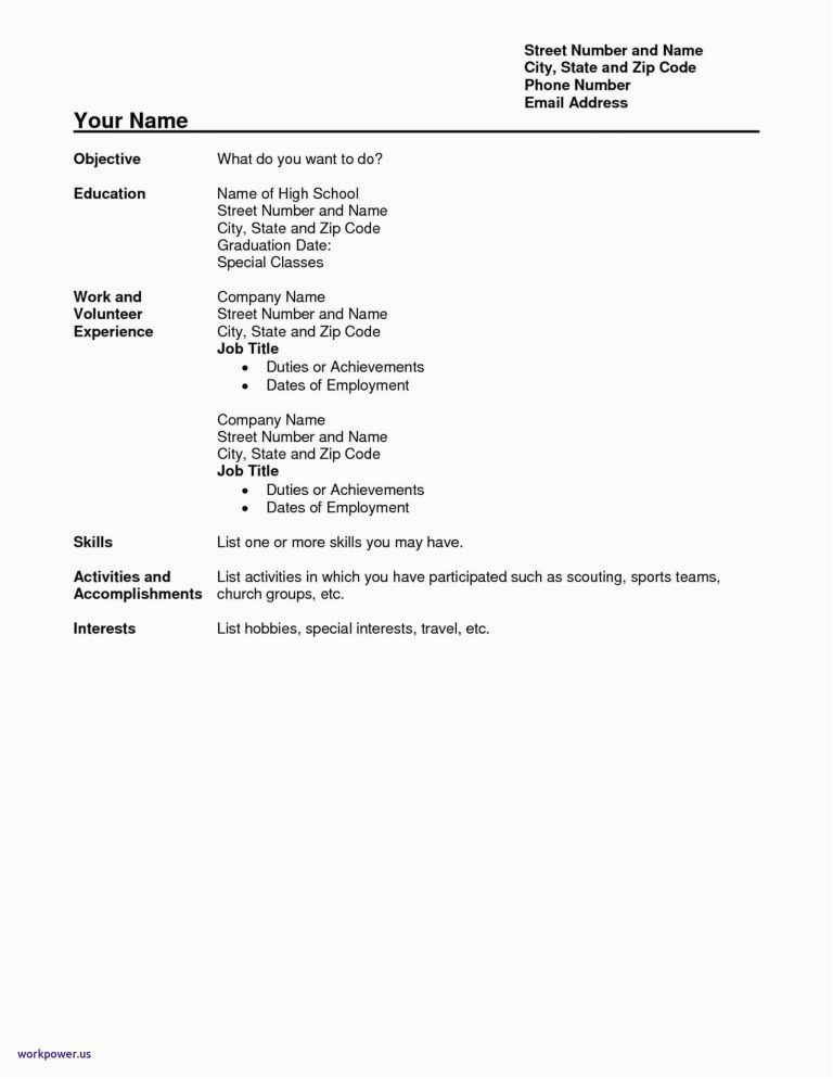 Free Resume Templates for Highschool Students with No Experience Resume Template for High School Student with No Work