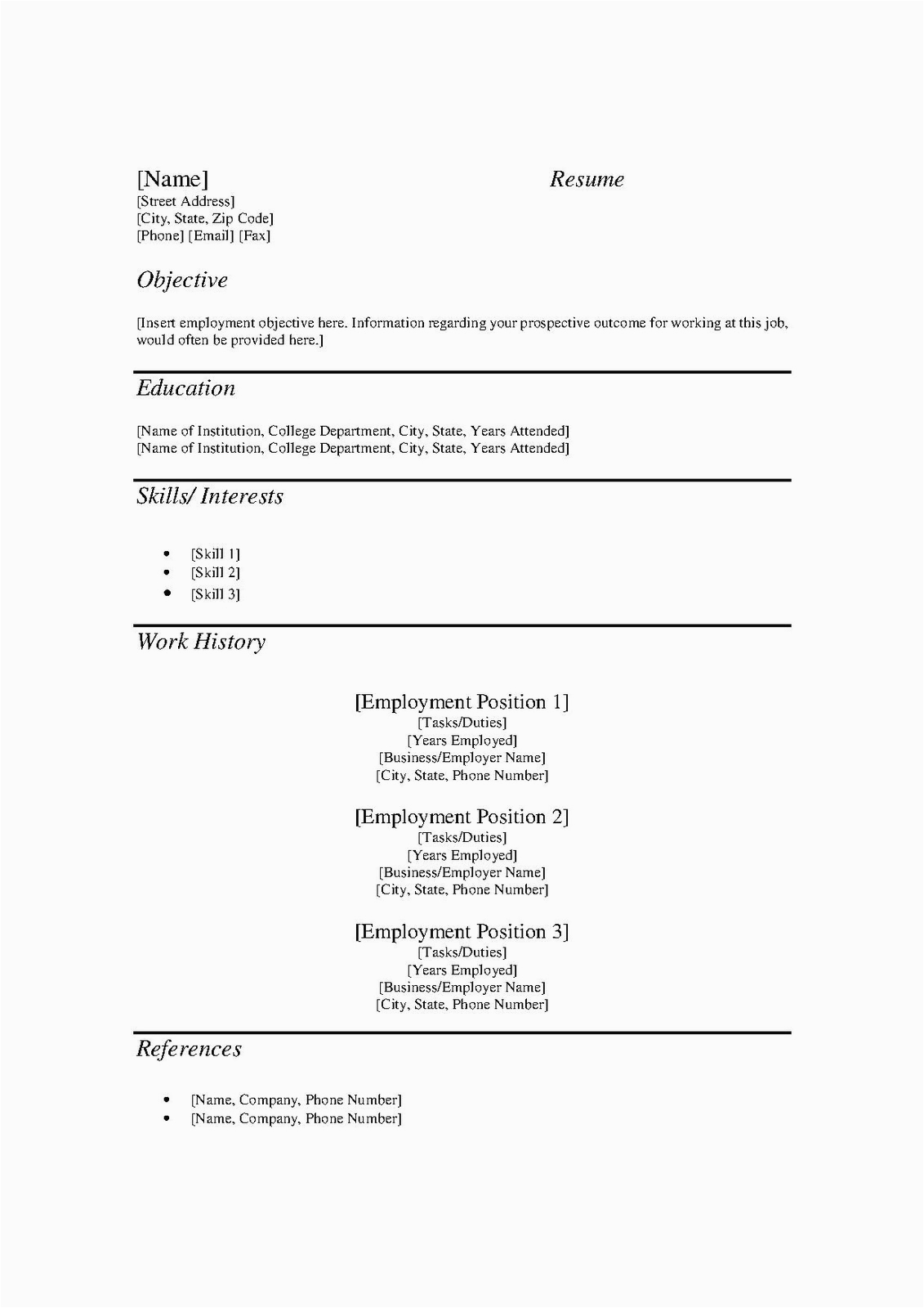 Free Resume Templates Online to Print Free Printable Templates Free Resume Template form Free Resume Templates Online to Print Free Printable Templates Free Resume Template form
