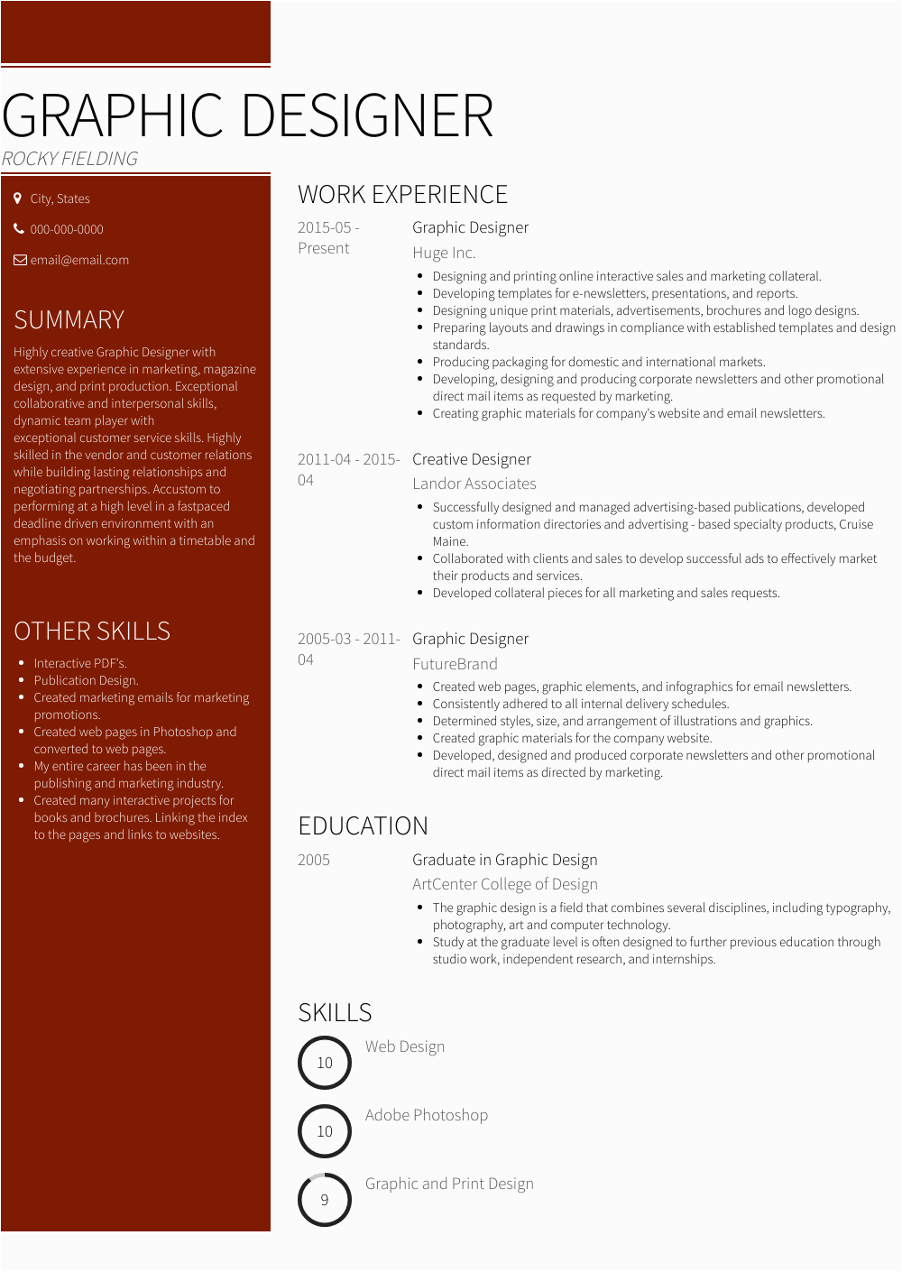 Free Sample Resume for Graphic Designer Graphic Design Resume Samples and Templates